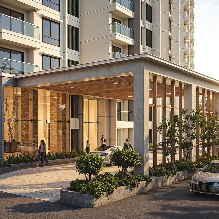 Prestige Garden Breeze tower entrance canopy and arrival court