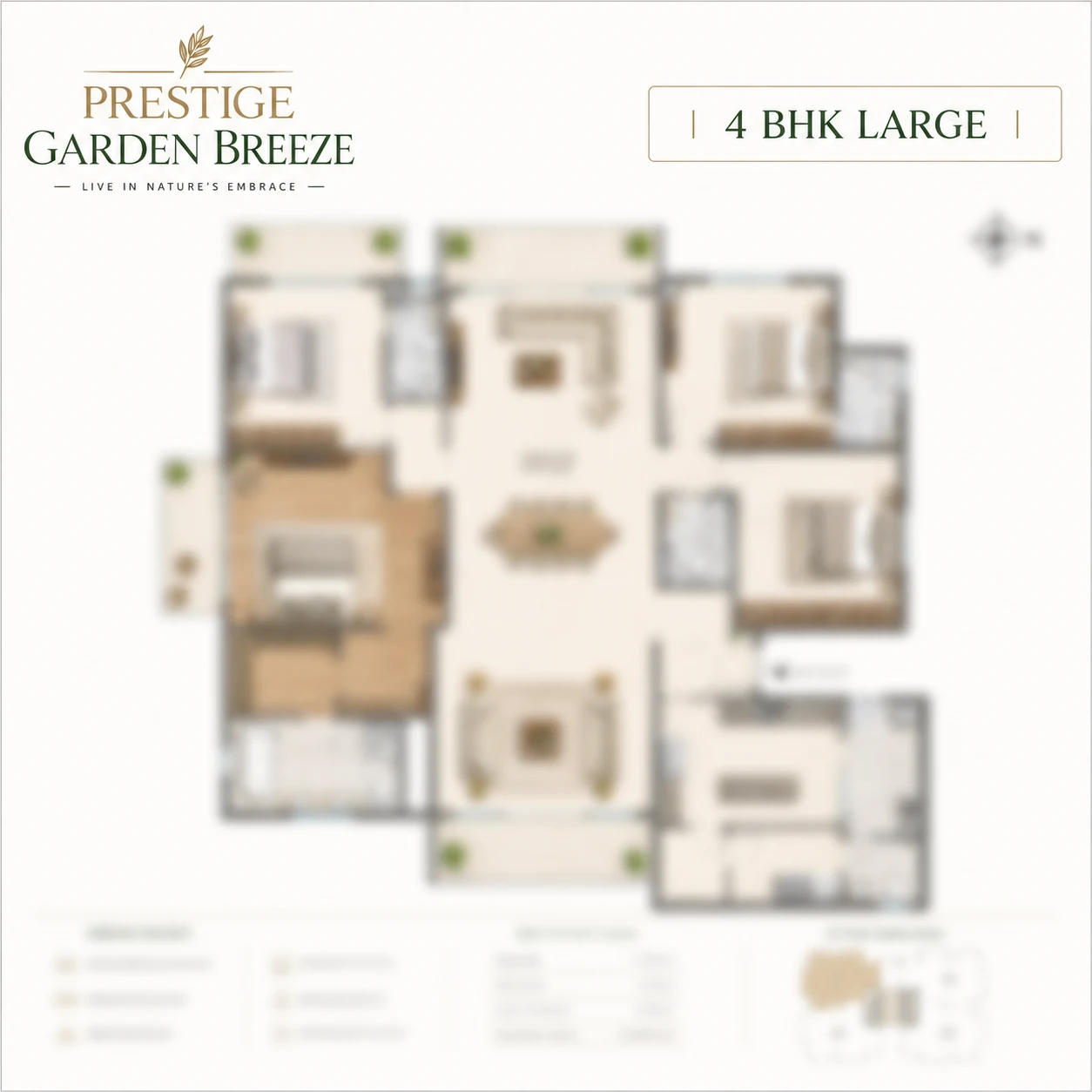 Prestige Garden Breeze 4 BHK Large floor plan — ~2,600 sq ft