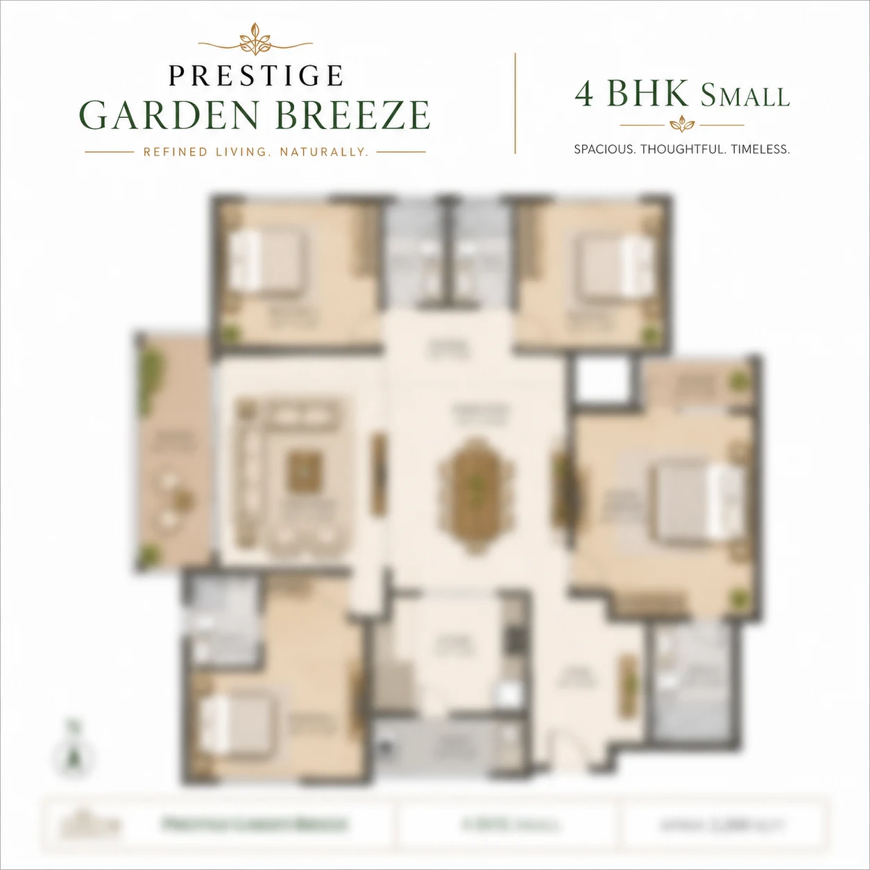 Prestige Garden Breeze 4 BHK Small floor plan — ~2,200 sq ft